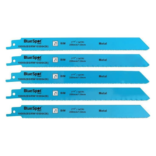 Bluespot Tools Bi-Metal Reciprocating Saw Blade 240mm x 5 TPI Pack of 5 BlueSpot Tools - Town Tools