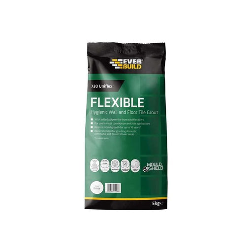 Everbuild Sika 730 Uniflex Hygienic Tile Grout White 5kg Everbuild Sika - Town Tools