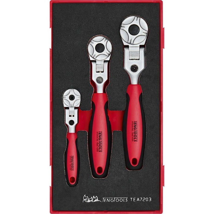 Teng Tools 1/4", 3/8" & 1/2" Ratchet Flex Head Set FOAM1 3 Pieces Teng Tools - Town Tools 