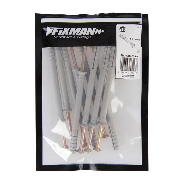 Fixman Hammer Fixings 10pk 8 x 100mm Fixman - Town Tools 