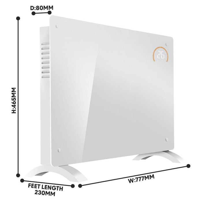 Baridi 2000W Electric Glass Panel Heater with 24/7 Timer, Remote Control & Wi-Fi - White Baridi - Town Tools