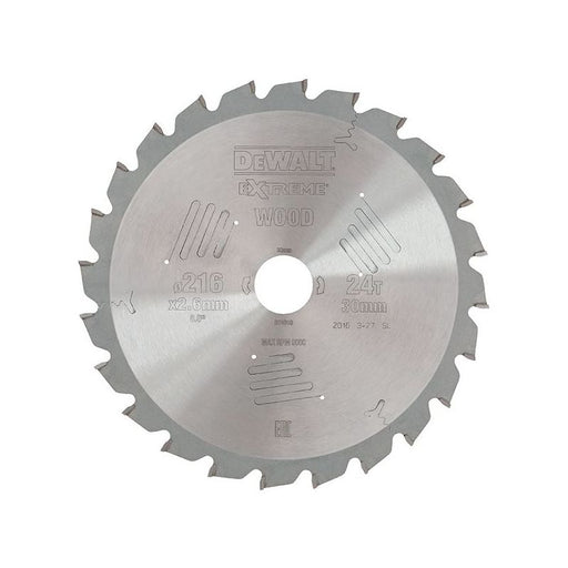 Dewalt Power Tools Series 60 Circular Saw Blade 216 x 30mm x 24T ATB/Neg DeWALT Power Tools - Town Tools