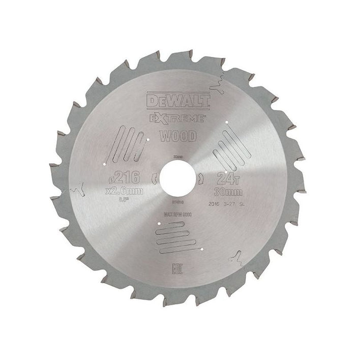 Dewalt Power Tools Series 60 Circular Saw Blade 216 x 30mm x 24T ATB/Neg DeWALT Power Tools - Town Tools