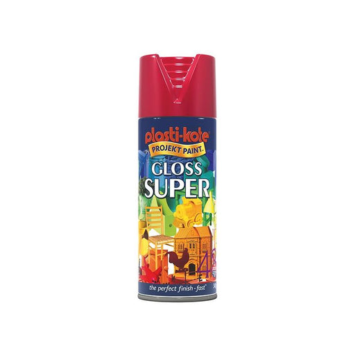 Plastikote Gloss Super Spray Bright Red 400ml PlastiKote - Town Tools