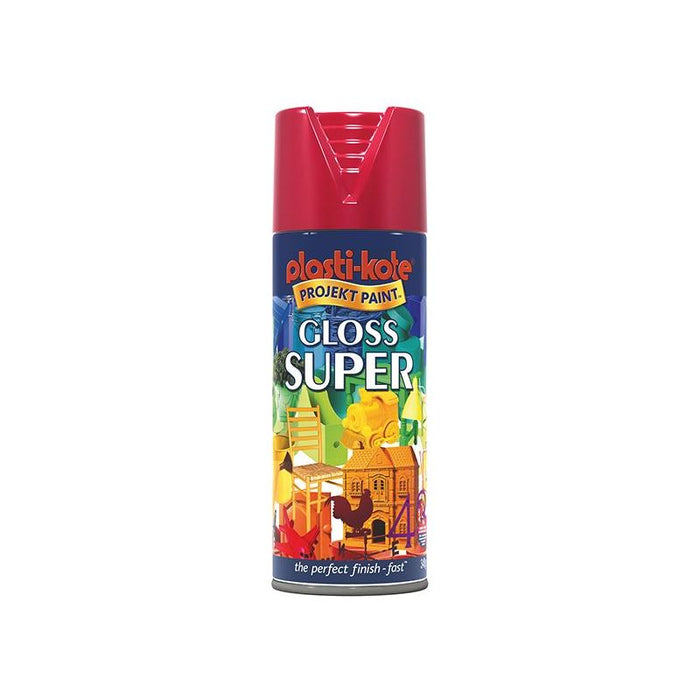 Plastikote Gloss Super Spray Bright Red 400ml PlastiKote - Town Tools