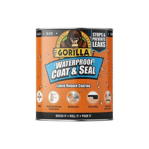 Gorilla Glue Waterproof Coat & Seal Liquid Rubber Coating Black 473ml Gorilla Glue - Town Tools