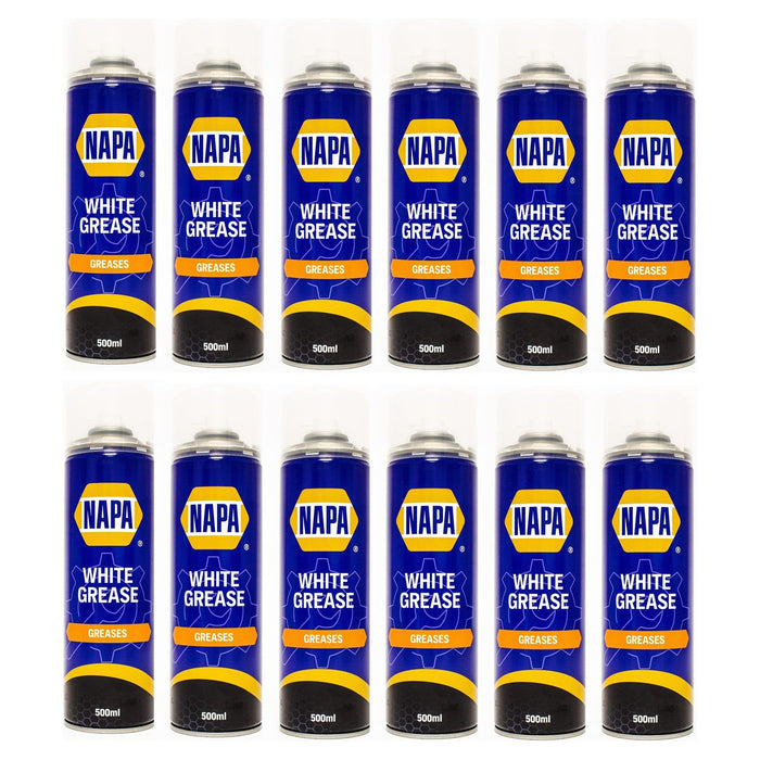 12x NAPA High Performance White Lithuim Grease 500ml Lubrication Spray Aerosol NAPA - Town Tools 