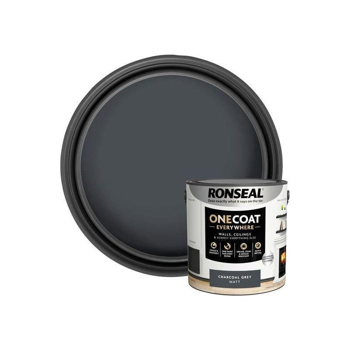 Ronseal One Coat Everywhere Interior Paint Charcoal Grey Matt 2.5 litre Ronseal - Town Tools