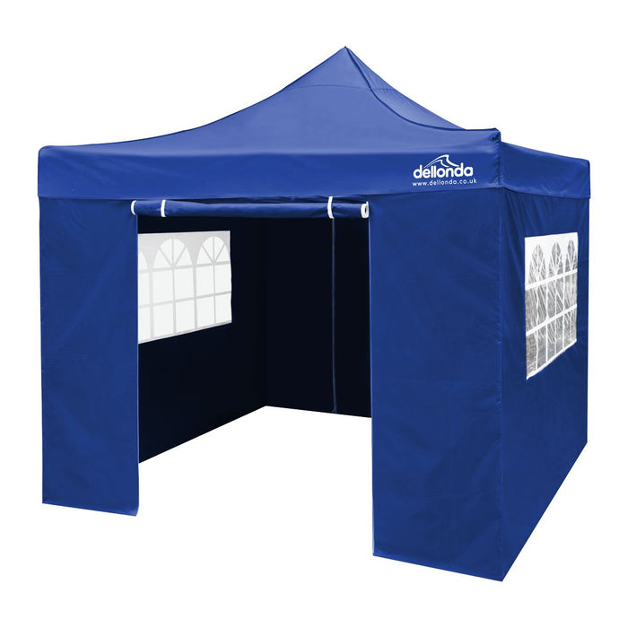 Dellonda 2x2m Pop-Up Gazebo & Side Walls  Carry Bag Rope Stakes & Weight Blue