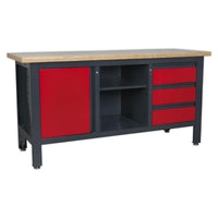 Sealey Workstation with 3 Drawers 1 Cupboard & Open Storage AP1905B