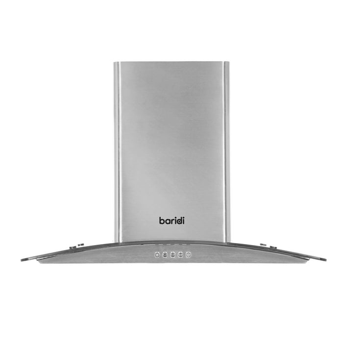 Baridi Curved Glass Cooker Hood Carbon Filters & LED Lights 60cm Stainless Steel