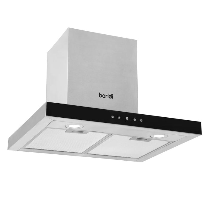 Baridi T-Shape Chimney Cooker Hood with Carbon Filters 60cm - Stainless Steel