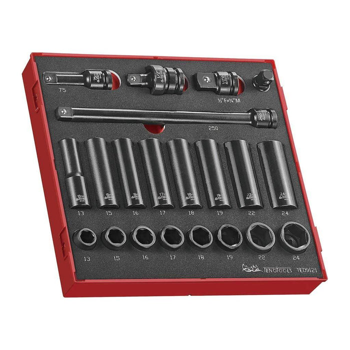 Teng Tools 1/2" Impact Socket Set ANSI FOAM2 21 Pieces Teng Tools - Town Tools 
