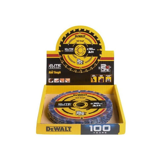 Dewalt Power Tools 24T ELITE™ Series 165mm Circular Saw Blade CDU (10 Blades) DeWALT Power Tools - Town Tools