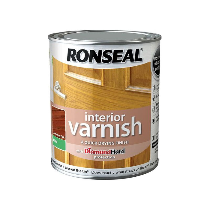 Ronseal Interior Varnish Quick Dry Matt Medium Oak 250ml Ronseal - Town Tools