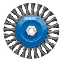 Draper Steel Twist-Knot Flat Wire Wheel Brush, 150mm, M14