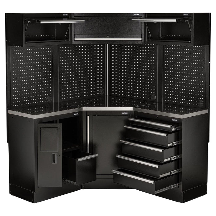 Bunker 18 Piece Modular Storage Corner Combo with Stainless Steel Worktop, 3454mm Draper - Town Tools