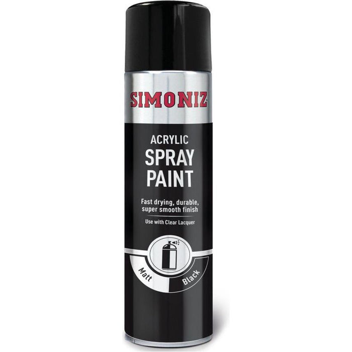 Simoniz Large Matt Black Acrylic Aerosol Car Auto Spray Paint 500ml SIMP17D Simoniz - Town Tools 