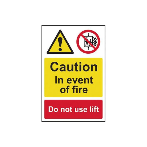 Scan Caution Event of Fire Do Not Use Lift - PVC Sign 200 x 300mm Scan - Town Tools
