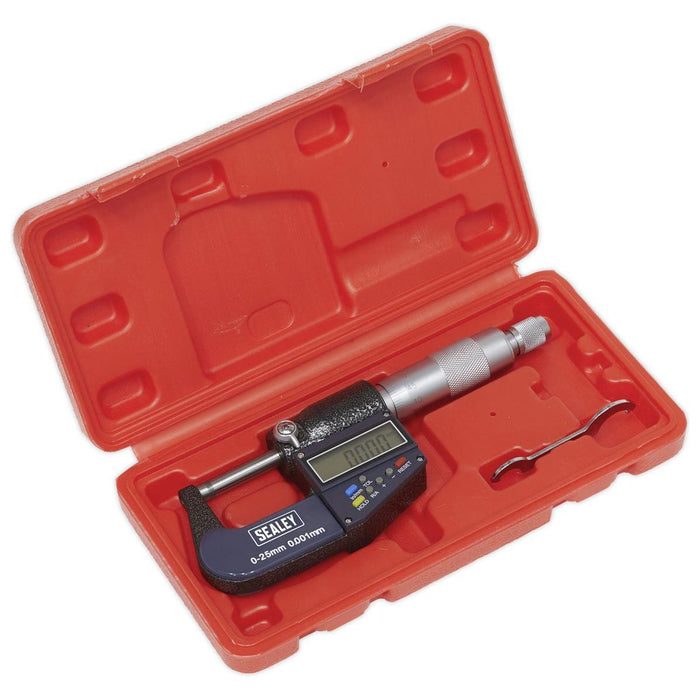 Sealey Digital External Micrometer 0-25mm(0-1") AK9635D Sealey - Town Tools 