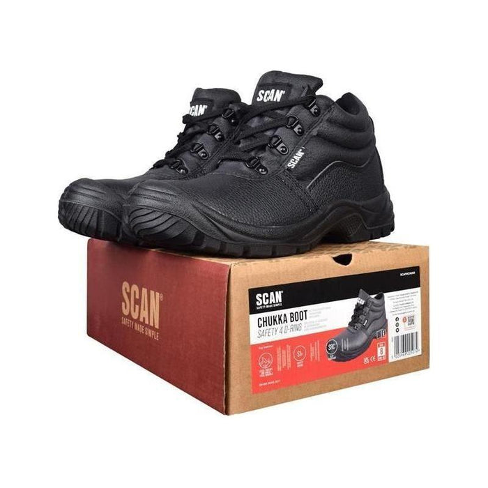 Scan 4 D-Ring Chukka Safety Boots Black UK 10 EUR 44 Scan - Town Tools
