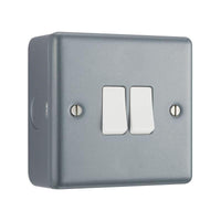 Masterplug Metal Clad 2-Gang 2-Way Light Switch