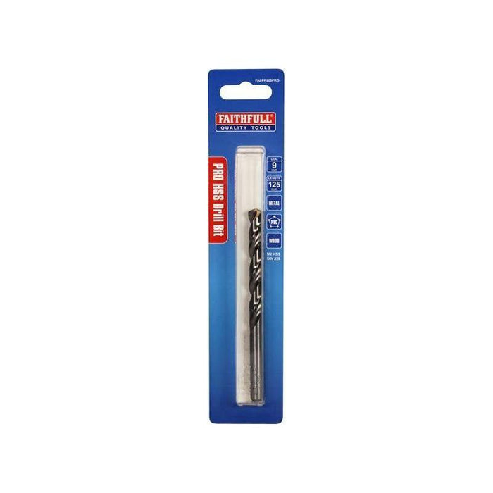 Faithfull Professional HSS Jobber Drill Bit Pre Pack 9.00mm OL:125mm WL:76mm Faithfull - Town Tools