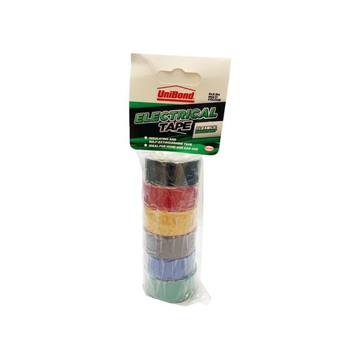 Unibond Electrical Tape (6 Colour Pack) 19mm x 3.5m UniBond - Town Tools