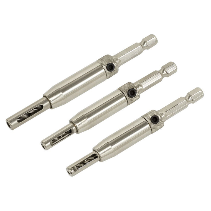 Sealey Self-Centring Chamfered Hinge Drill Set 3pc AK3HD Sealey - Town Tools 