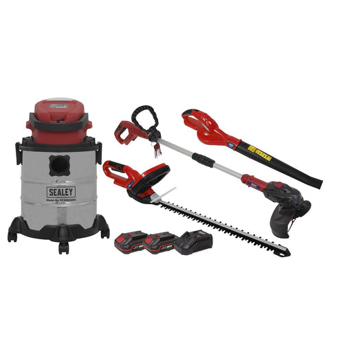 Sealey 4 x SV20 Series Cordless Garden Power Tool Combo Kit 20V - 2 Batteries Sealey - Town Tools 