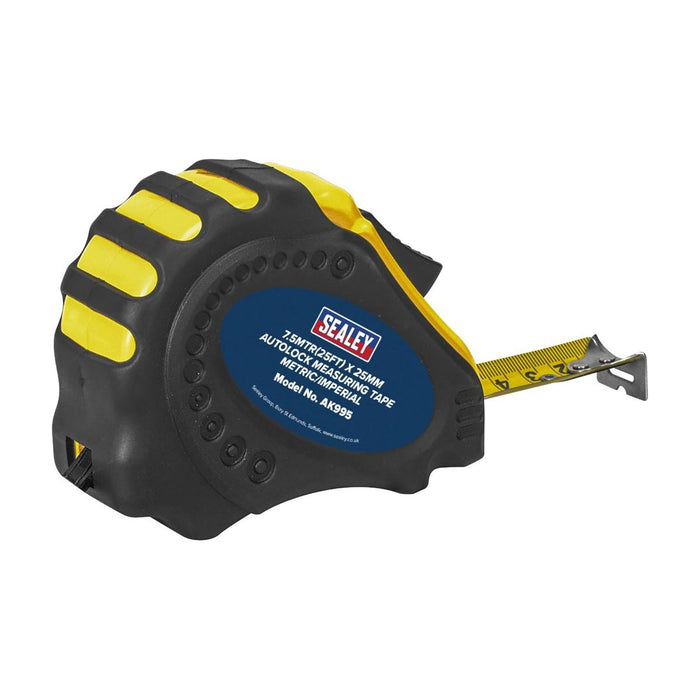 Sealey Metric/Imperial Auto Lock Tape Measure 7.5m(25ft) x 25mm AK995 Sealey - Town Tools 