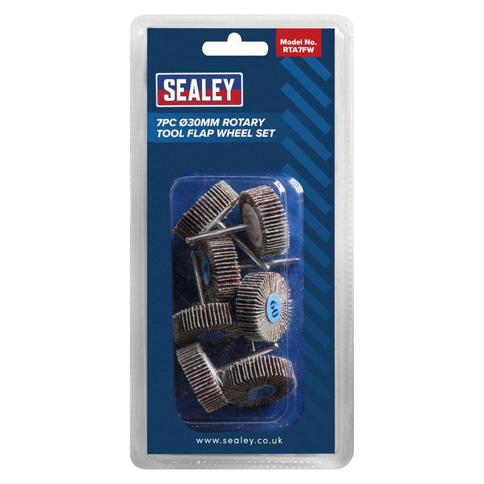 Sealey Rotary Tool Flap Wheel Set 7pc30mm RTA7FW Sealey - Town Tools 