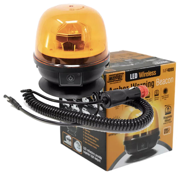 Wireless Rechargeable LED Amber Warning Beacon Light 12/24V, IP67 - MP4099 Town Tools - Town Tools 