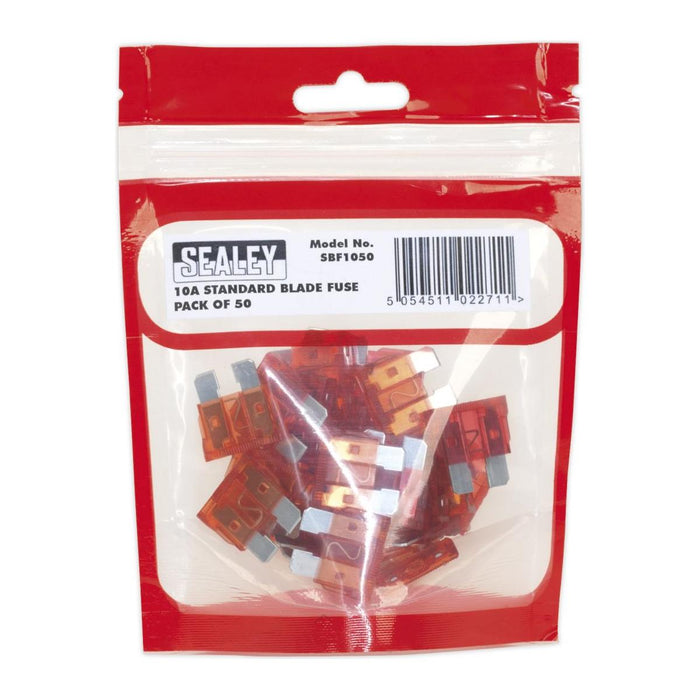 Sealey Automotive Standard Blade Fuse 10A Pack of 50 SBF1050 Sealey - Town Tools 