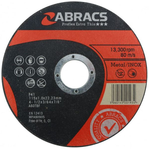 Abracs Proflex Extra Thin Flat Cutting Disc 100 X 1.0 X 16mm 100 X 1.0 X 16mm Van Line - Town Tools 