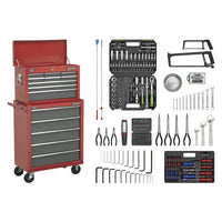 Sealey Topchest & Rollcab Combination 14 Drawer with Ball-Bearing Slides Red/Gre