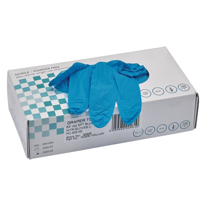 Draper Nitrile Gloves, Large, Blue (Pack of 100) 30928 Draper - Town Tools 