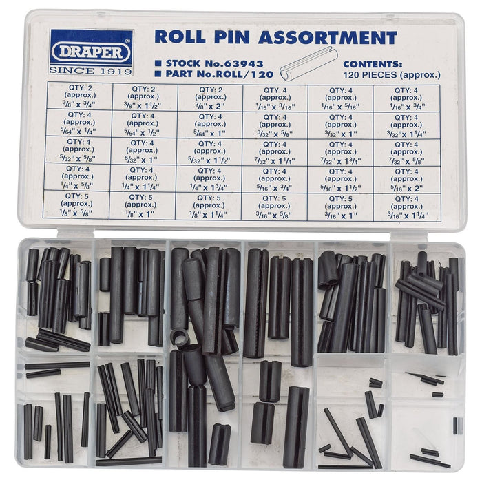 Draper Roll Pin Assortment (120 Piece) 63943 Draper - Town Tools 