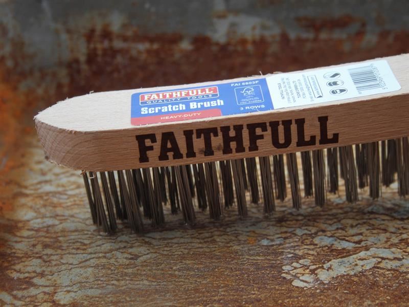 Faithfull Heavy-Duty Scratch Brush, Three Row Faithfull - Town Tools