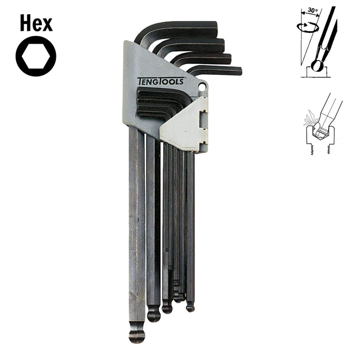 Teng Tools Ball Point Hex Key Set AF 9 Pieces Teng Tools - Town Tools 