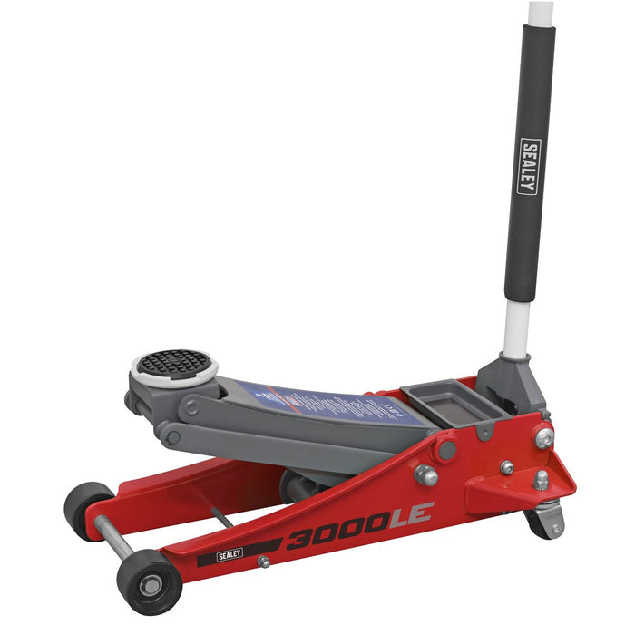 Sealey Low Profile Trolley Jack with Rocket Lift 3 Tonne - Red 3000LE Sealey - Town Tools 