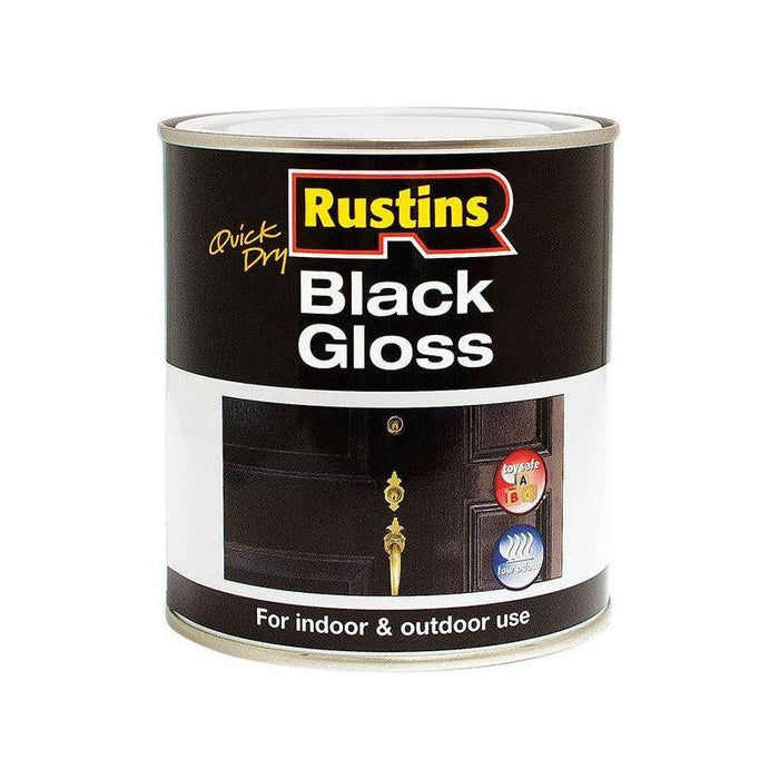Rustins Quick Dry Black Gloss 1 Litre Rustins - Town Tools
