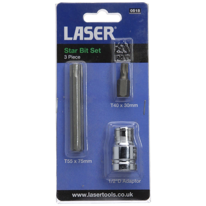 Laser Star Bit Set 3pc 0518 Laser - Town Tools 