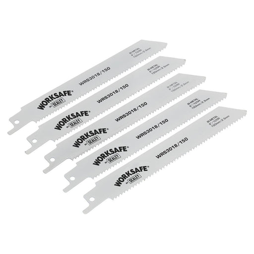 Sealey Reciprocating Saw Blade 150mm 10tpi Pack of 5 WRS3018/150 Sealey - Town Tools 