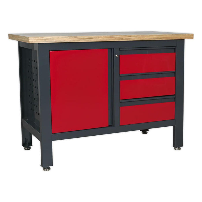 Sealey Workstation with 3 Drawers & Cupboard AP1372B Sealey - Town Tools 