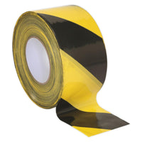 Sealey Hazard Warning Barrier Tape 80mm x 100m Black/Yellow Non-Adhesive BTBY