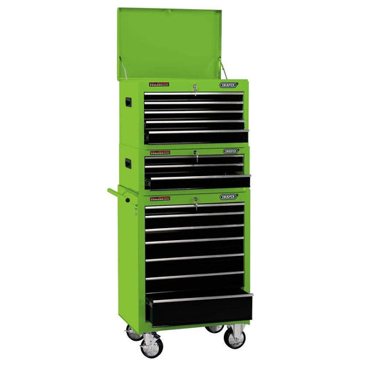 Draper Combination Roller Cabinet and Tool Chest, 15 Drawer, 26", Green 04596 Draper - Town Tools 