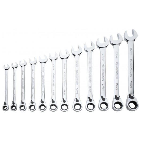 Carlyle Hand Tools Spanner Set - Reverse Ratcheting - Metric - 12 Piece Caryle Tools - Town Tools 