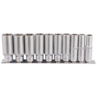 Draper Deep Socket Set on Metal Rail, 3/8" Sq. Dr. (10 Piece)