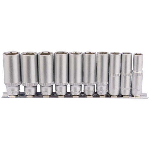 Draper Deep Socket Set on Metal Rail, 3/8" Sq. Dr. (10 Piece) Draper - Town Tools